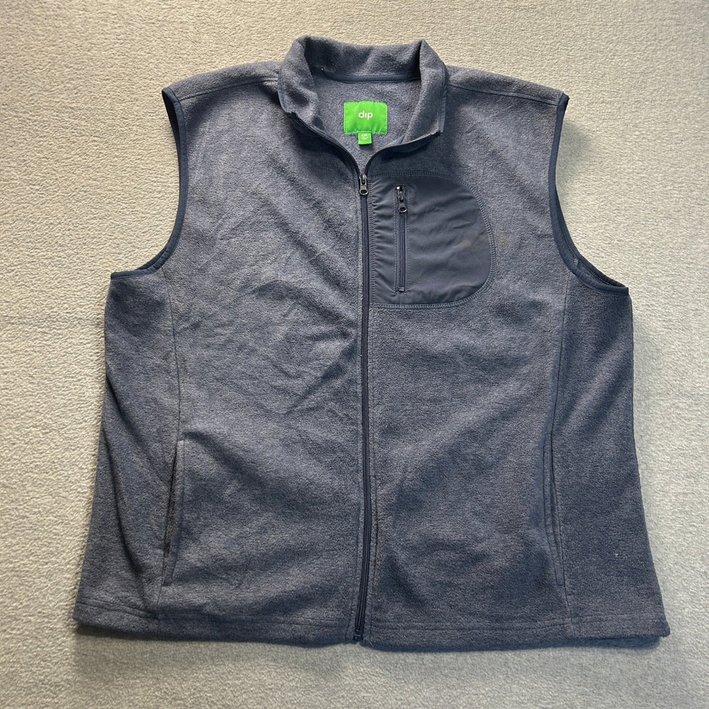 DIP‎ Fleece Vest Full Zip Sleeveless Womens XXL Blue Outdoor Hiking Pocket